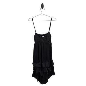Vintage Charlotte Russe Slip‎ Dress Y2K Bustier Gathered Ruffles Satin Black S